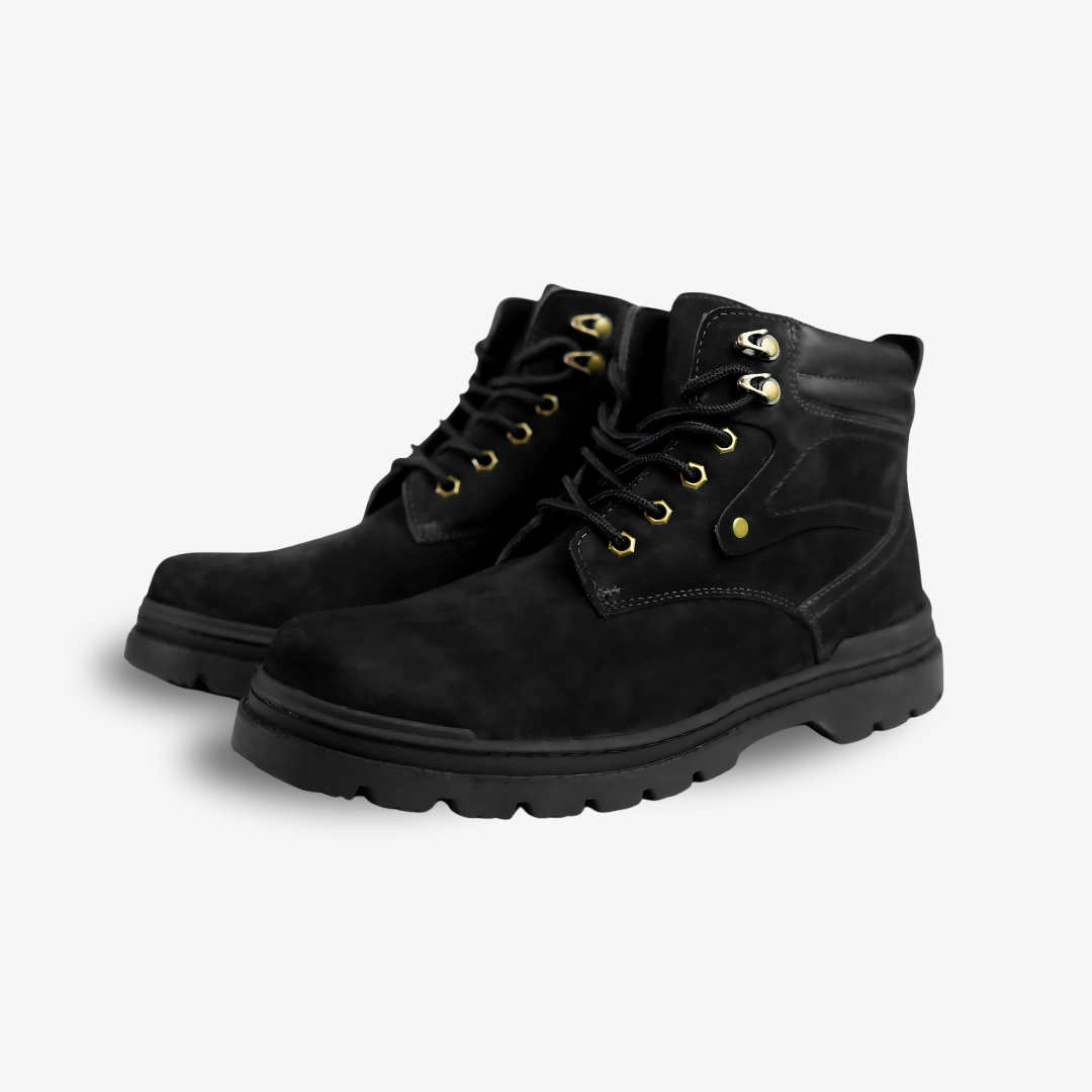 Atlas Black Nobuck Leather Boot (2.5" Boost) - DRUØN

Platform Black Boots for men.