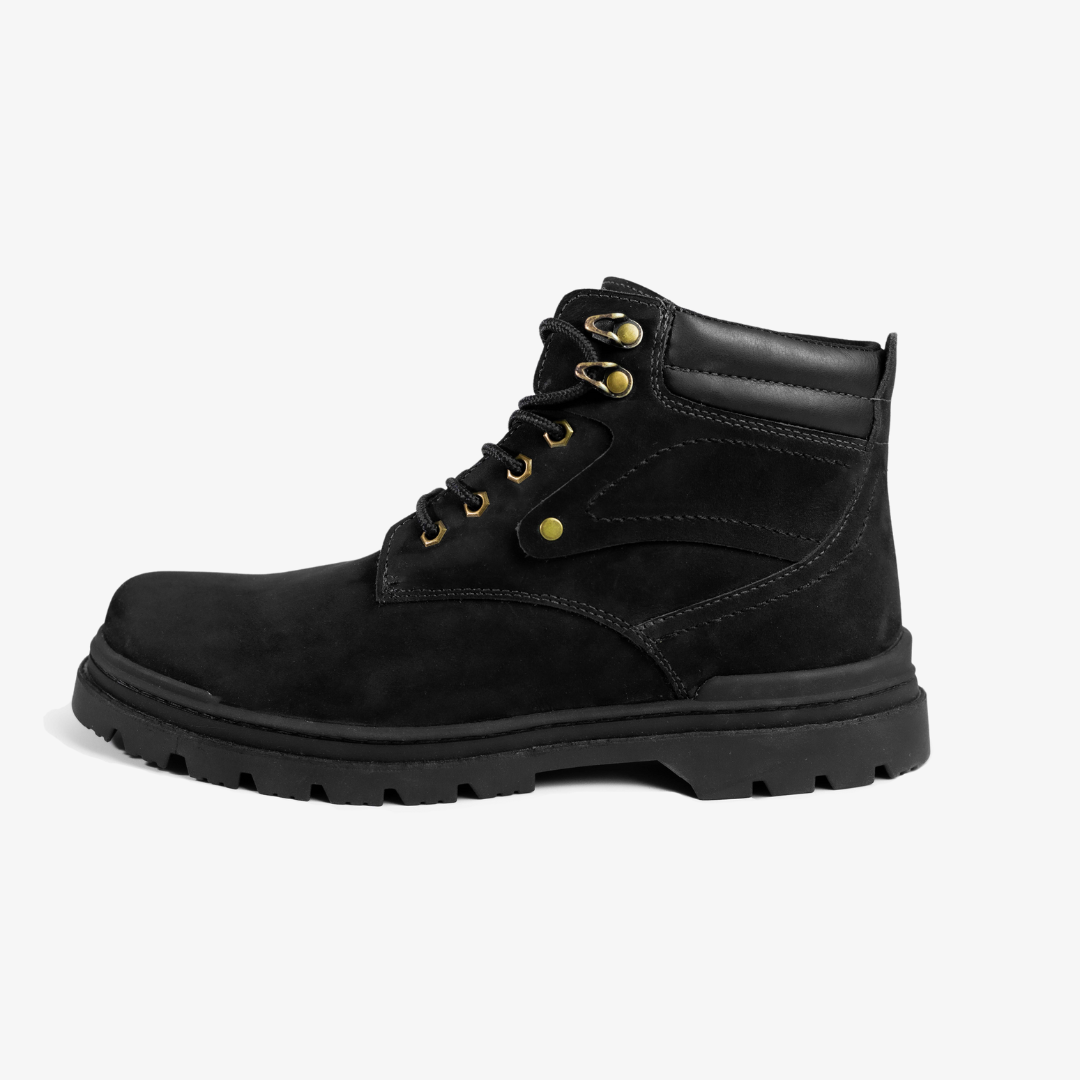 Mens Platform Boots. Black Nobuck Leather Elevator Boots - DRUØN